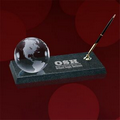 Granite Pen Set with Clear Globe & Black/Gold Pen - 4"x8"